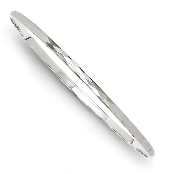 Sterling Silver 3.00mm Rhodium Polished Patterned Bangle Sterling Silver 3.00mm Rhodium Polished Patterned Bangle